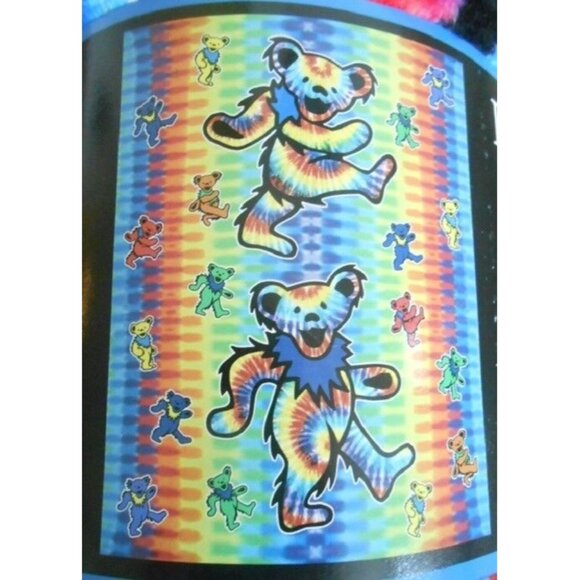 New Grateful Dead Tie Dye Dancing Bears Plush Throw Gift Blanket Fleece Rainbow - Picture 3 of 5